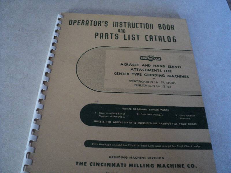 lot 160 image: Machine Tool Manual  Cincinnati Mi...
