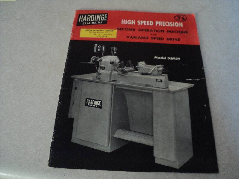 lot 174 image: Machine Tool Manual  Hardinge DSM5...