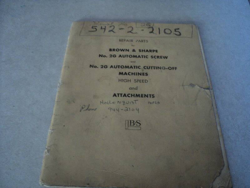 lot 175 image: Machine Tool Manual  Brown & Sharp...