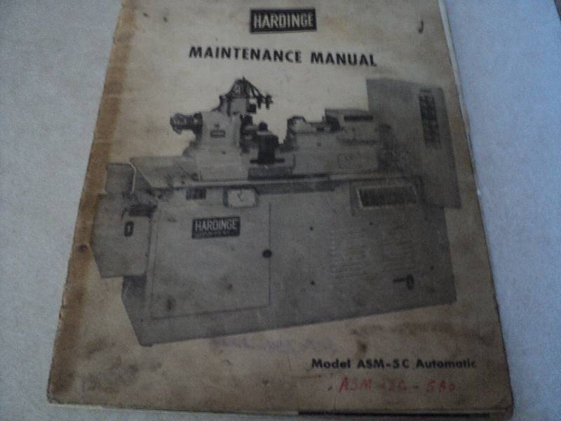 lot 177 image: Machine Tool Manual  Hardinge ASM-...