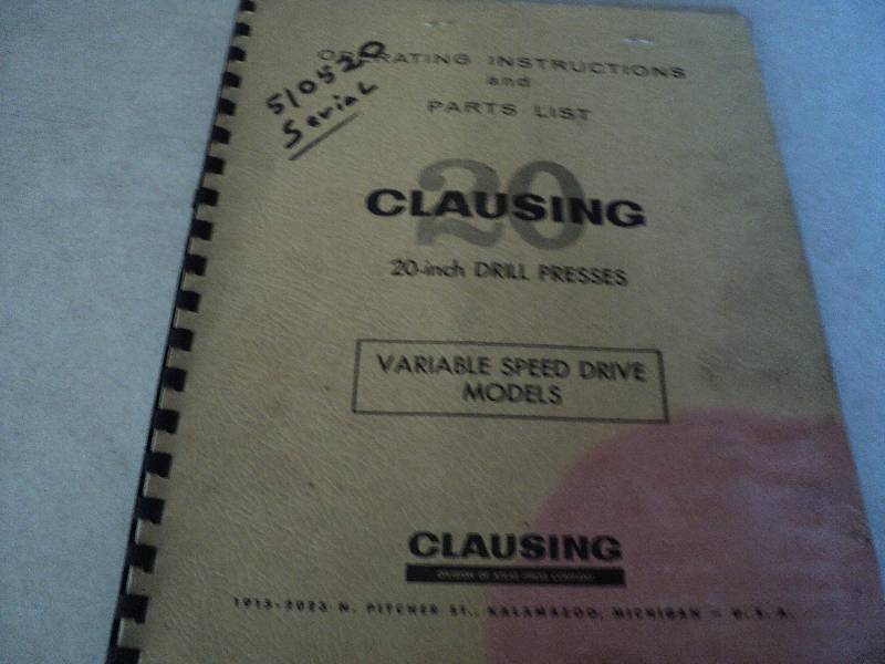 lot 179 image: Machine Tool Manual  Clausing 20...