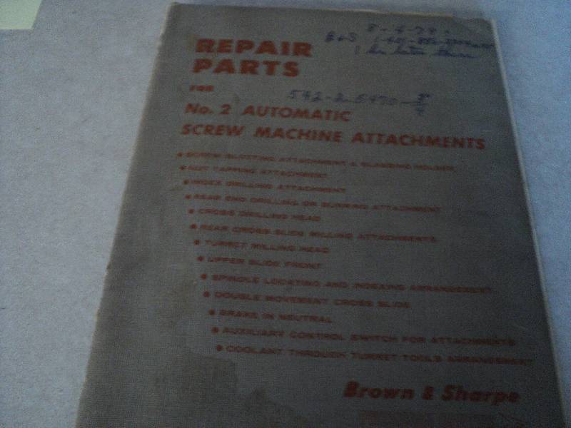 lot 185 image: Machine Tool Manual  Brown & Sharp...
