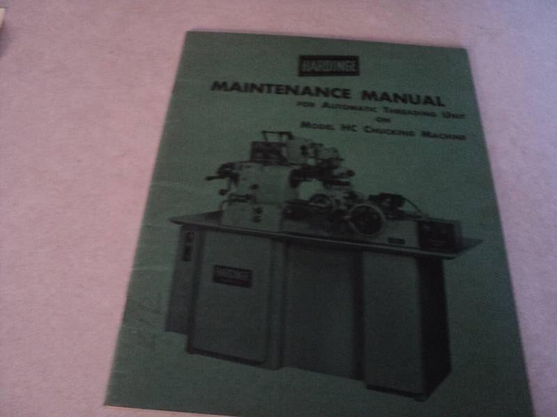 lot 187 image: Machine Tool Manual  Hardinge HC C...