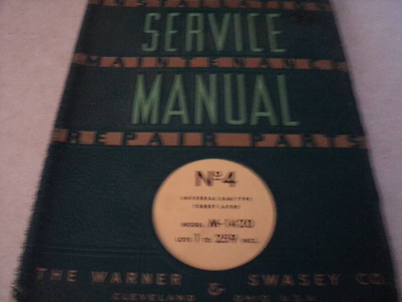 lot 190 image: Machine Tool Manual  Warner & Swas...