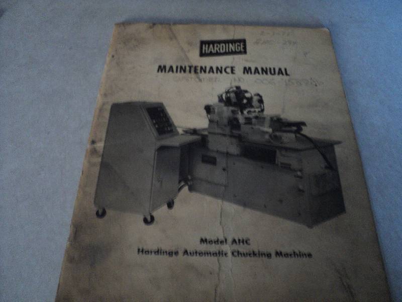 lot 191 image: Machine Tool Manual  Hardinge AHC ...