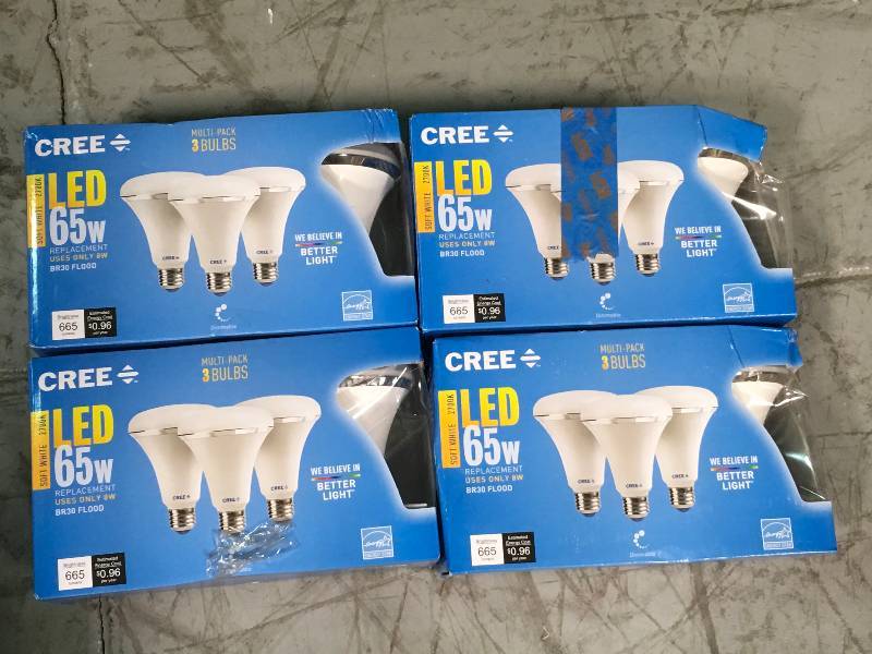 lot 29 image: 12 (4 X 3-PACK) CREE 65W SOFT WHITE (2700K) BR30 DIMMABLE LED LIGHT BULB new