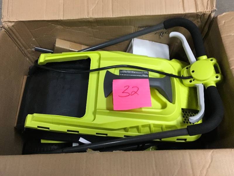 lot 32 image: Ryobi P1140 Lawn Mower Kit 13 18-Volt Lithium-Ion Cordless Battery Walk Behind Push Lawn Mower in like new condition