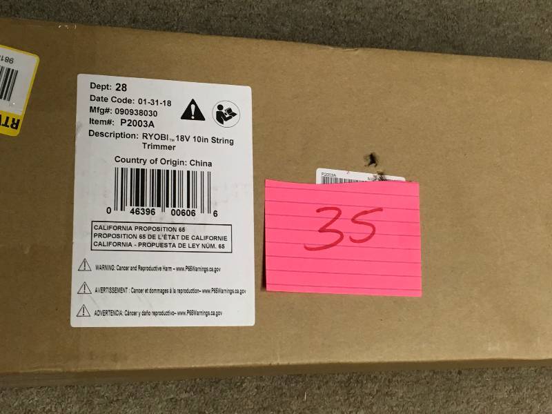 lot 35 image: Ryobi ONE 18-Volt Lithium-Ion 10 IN Cordless Electric String Trimmer and Edger - Battery and Charger Not Included not used