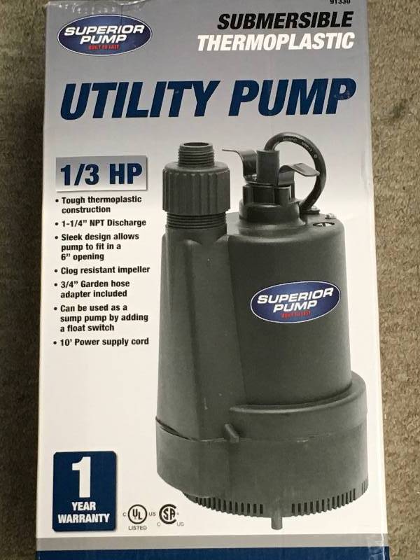 lot 42 image: Superior Pump 91330 13 HP Thermoplastic Submersible Utility Pump not used