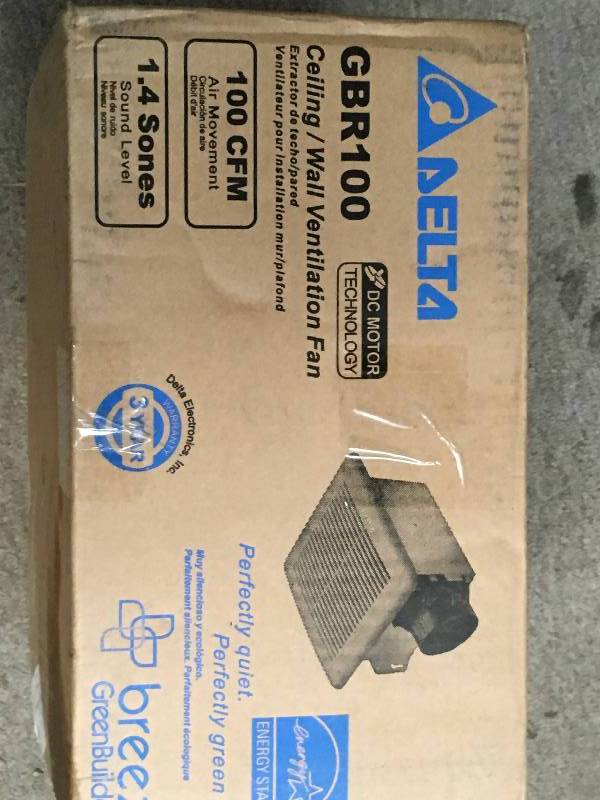lot 47 image: Delta Breez Greenbuilder 100 CFM Exhaust Fan new