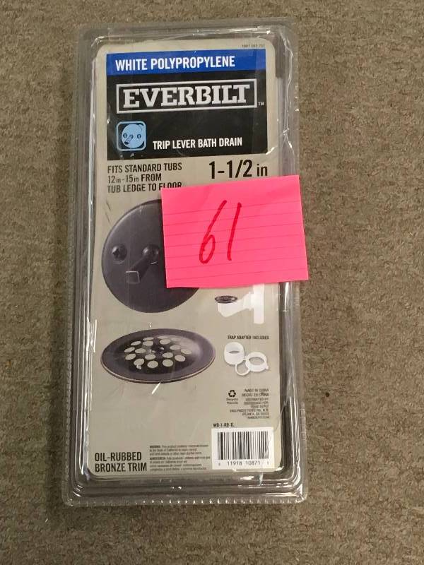 lot 61 image: Everbilt Black Polypropylene 1  Trip Lever Bath Drain - Bronze new