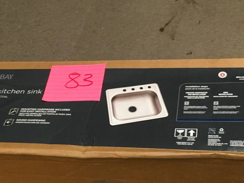 lot 83 image: Glacier Bay Drop-In Stainless Steel 25 in. 4-Hole Single Bowl Kitchen Sink not used