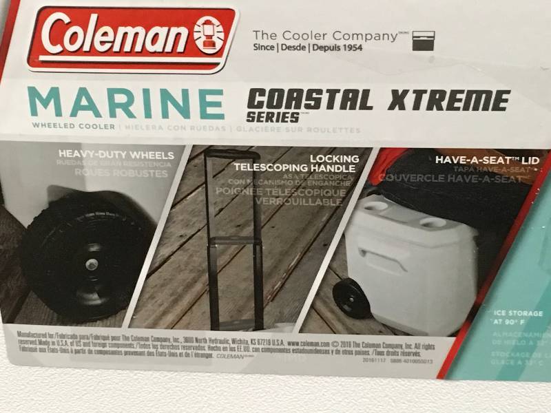 lot 84 image: Coleman 40 Qt. Coastal Extreme Marine Wheeled Cooler not used