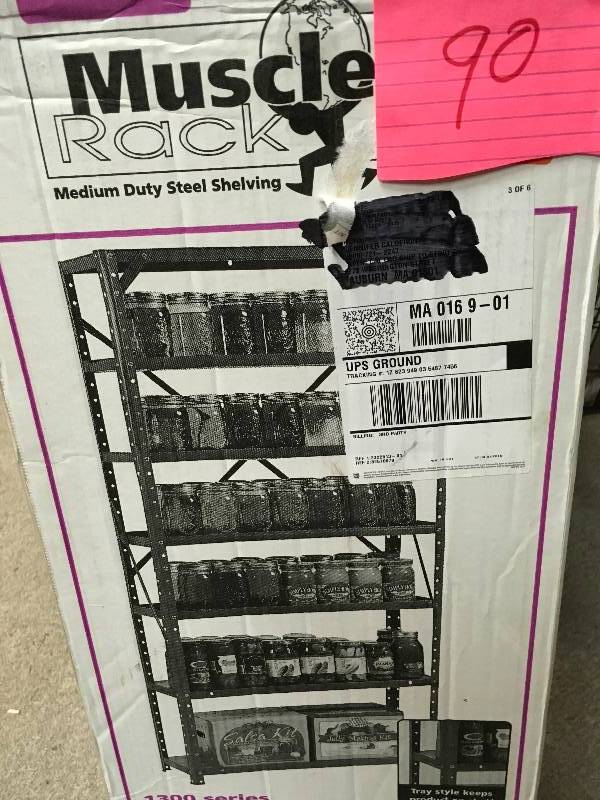 lot 90 image: Muscle Rack 60 in. H x 30 in. W x 12 in. D Steel Canning Shelving Unit in Gray