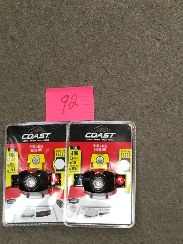 lot 92 image: Coast FL60 400 Lumen LED Headlamp  LOT OF 2 new
