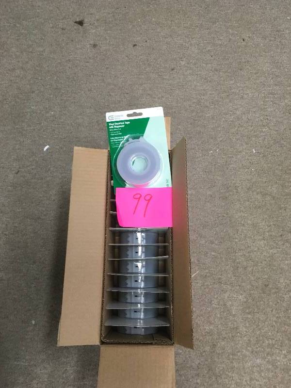 lot 99 image: Case of 12 Commercial Electric 34 in. x 33 ft. Vinyl Electric Tape with Dispenser New