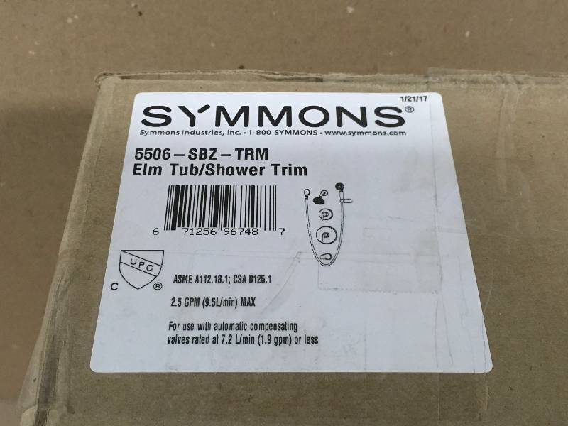 lot 2 image: Symmons Elm 2-Handle TubShowerHand Shower Faucet Trim in Seasoned Bronze (Valve Not Included) not used