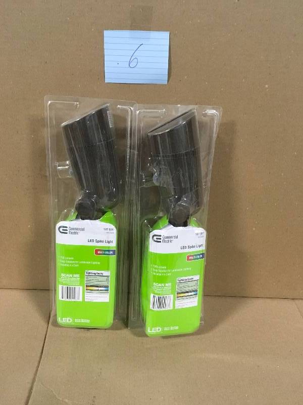 lot 6 image: LOT OF 2 Weatherproof Portable LED Spike Light Not Used
