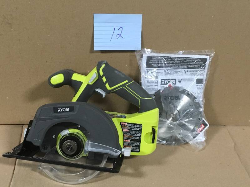lot 12 image: Ryobi One P505 18V Lithium Ion Cordless 5 12 4,700 RPM Circular Saw (Battery Not Included, Power Tool Only), in working condition