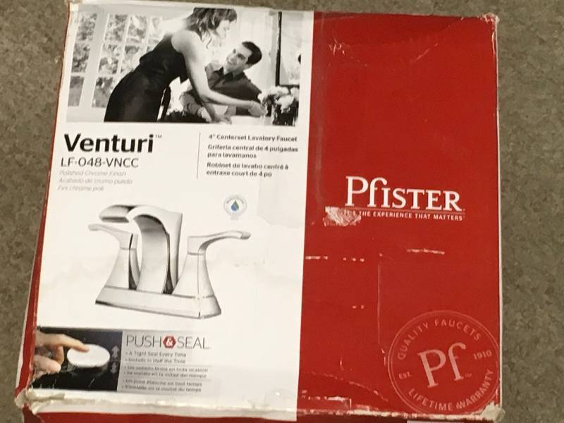 lot 24 image: Pfister Venturi 4 in. Centerset 2-Handle Bathroom Faucet in Polished Chrome open box not used