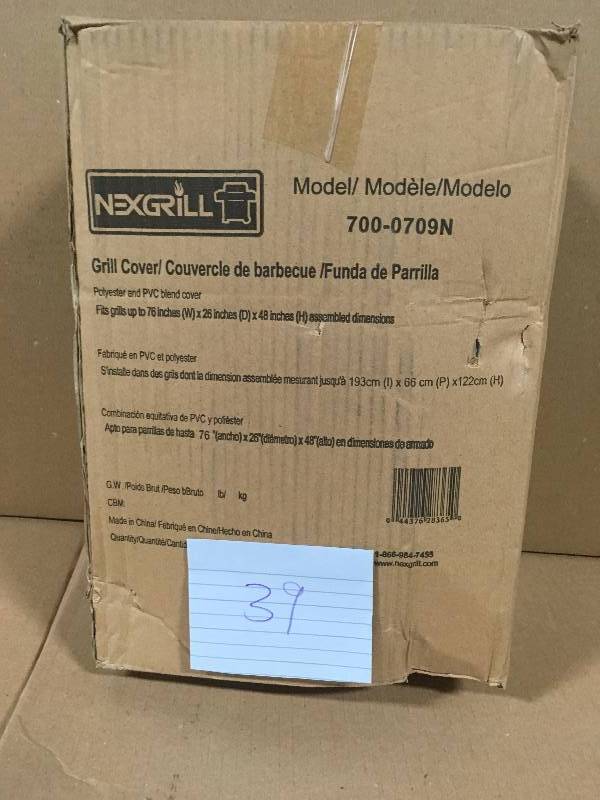 lot 39 image: Nexgrill 75 in. Grill Cover not used