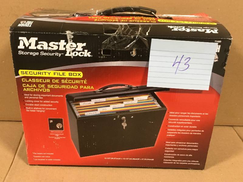 lot 43 image: Master Lock Locking File Box not used
