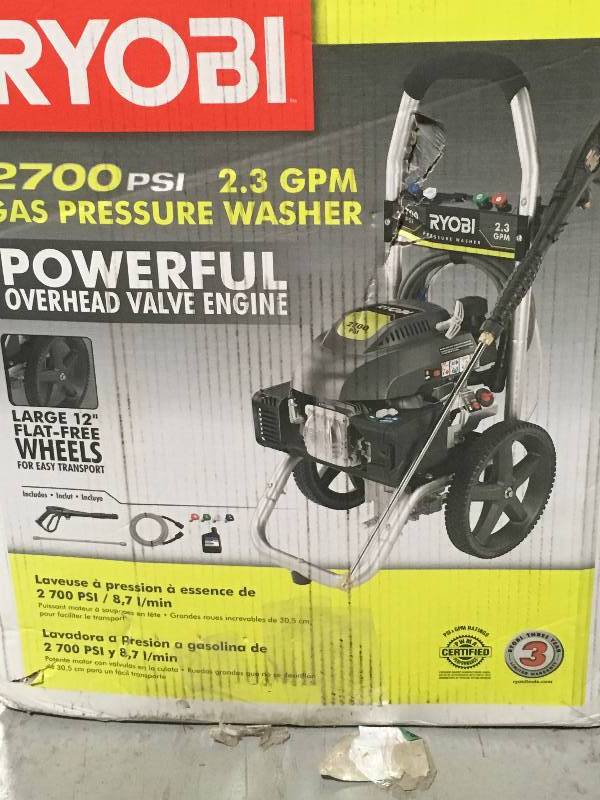 lot 62 image: Ryobi 2,700 PSI 2.3 GPM Gas Pressure Washer in working condition