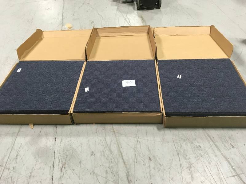 lot 70 image: 3 CASES First Impressions City Block Ocean Blue Texture 24 in. x 24 in. Carpet Tile (15 TilesCase) not used