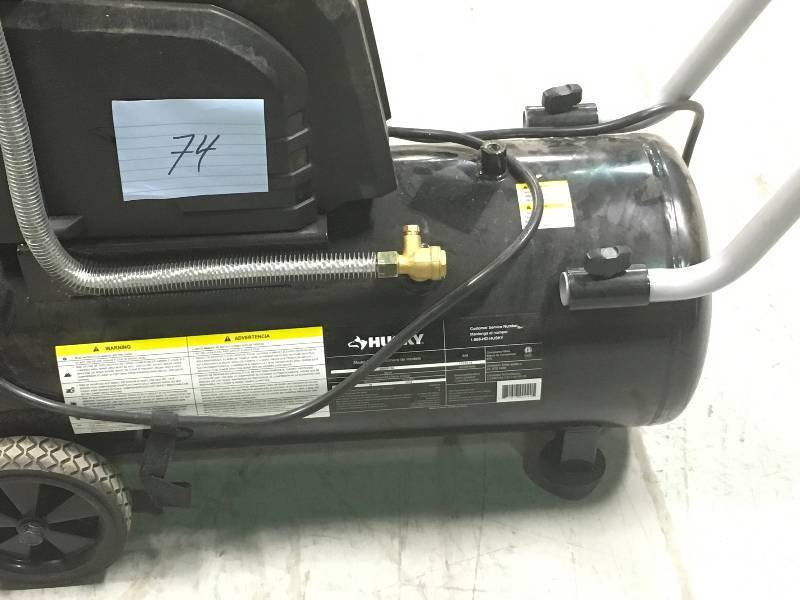 lot 74 image: Husky 8 Gal. Portable Oil Free Electric Air Compressor MISSING EXHAUST works
