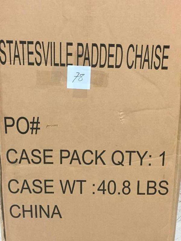 lot 78 image: Hampton Bay Statesville Padded Patio Chaise Lounge not used