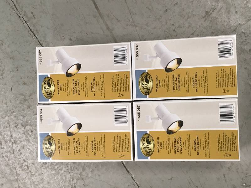 lot 86 image: Hampton Bay R20 White Step Cylinder Track Lighting Fixture LOT OF 4 not used