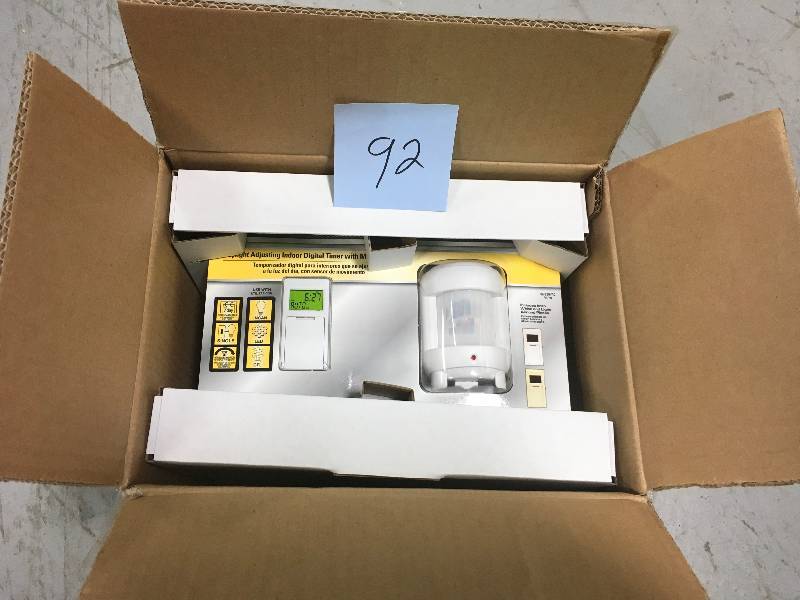 lot 92 image: Defiant 8 Amp 7-Day Indoor In-Wall SunSmart Digital Timer Switch with Motion Sensor, White CASE 3 PACK new