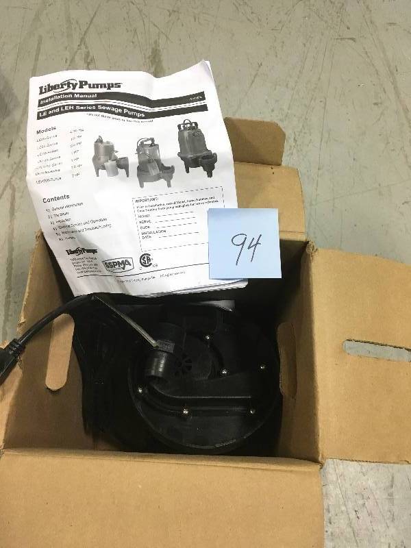 lot 94 image: Liberty Pumps LE41A - 410 HP Cast Iron Sewage Pump (2) in working condition
