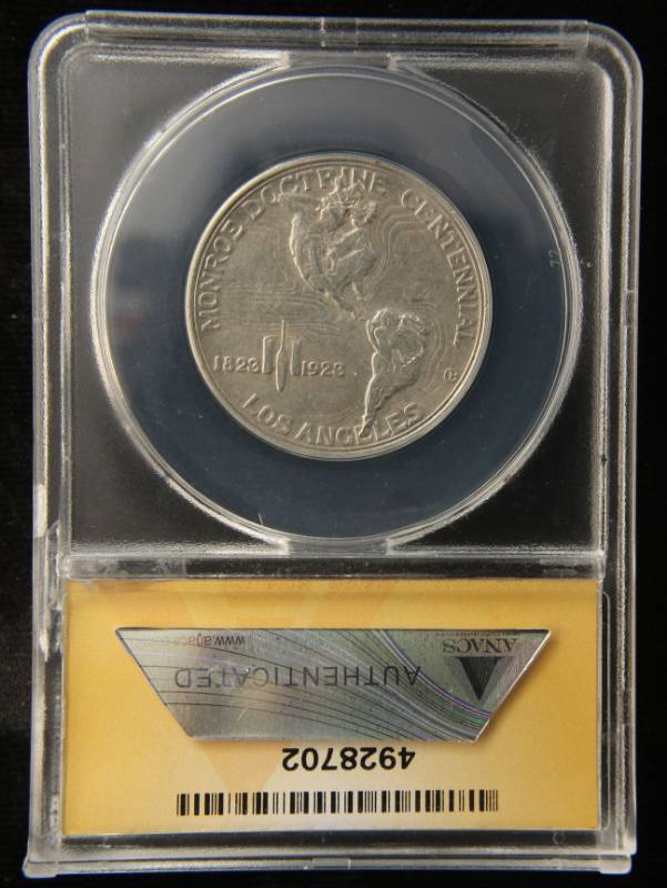 lot 05 image: 1923-S US MONROE HALF DOLLAR COMMEMORATIVE AU58 ANACS