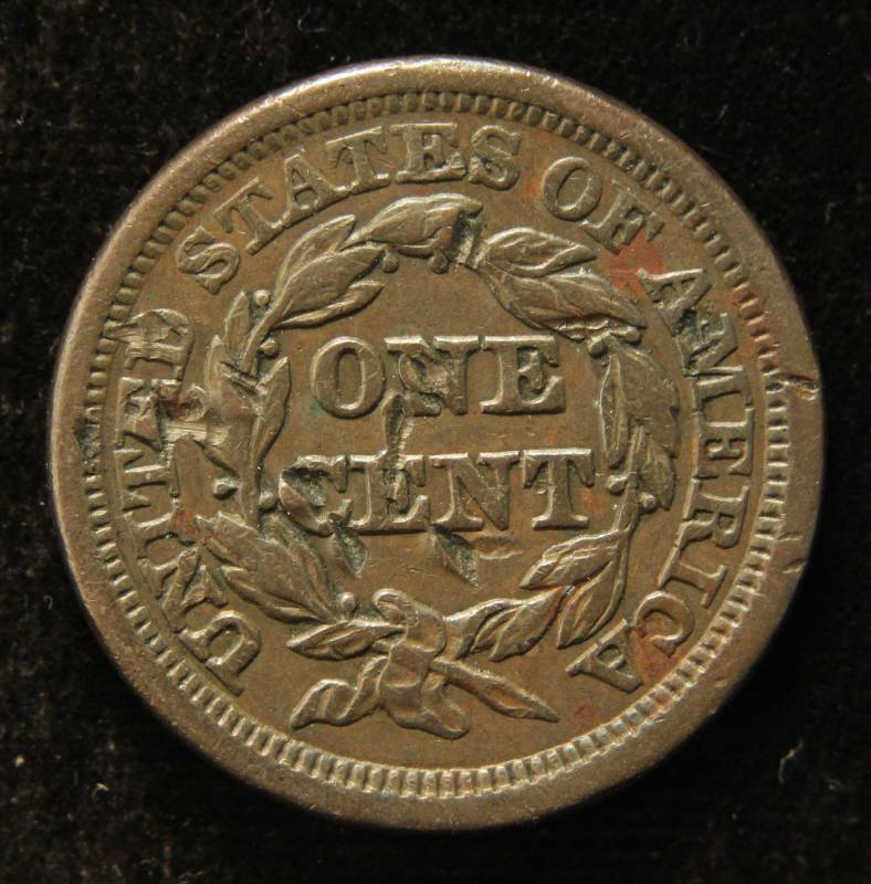 lot 25 image: 1853 US BRAIDED HAIR LARGE CENT VF DETAILS DAMAGED