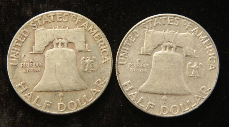 lot 29 image: 2 FRANKLIN SILVER HALF DOLLARS 1949-P & 1953-P