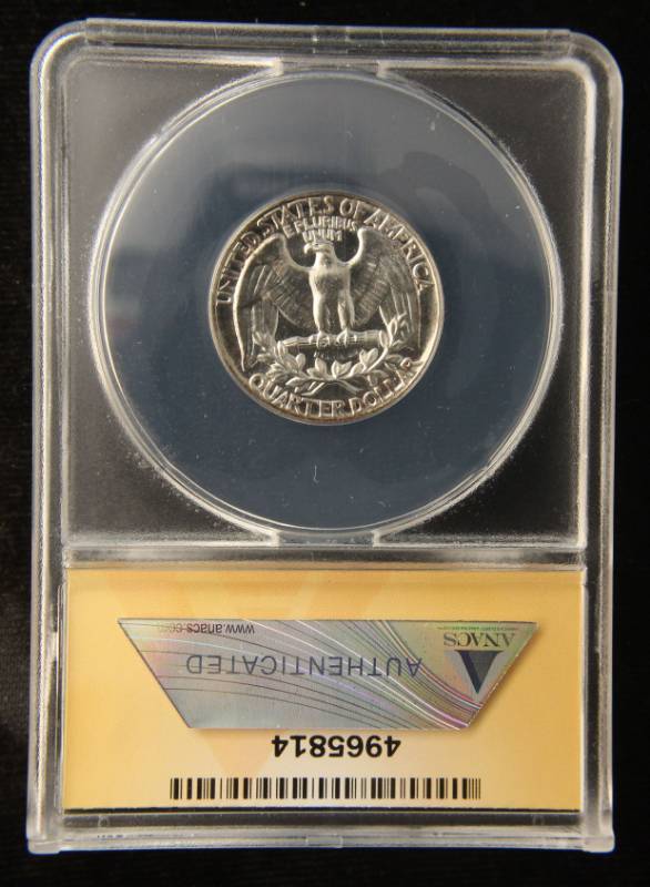 lot 38 image: 1953 PROOF WASHINGTON SILVER QUARTER PF64 ANACS