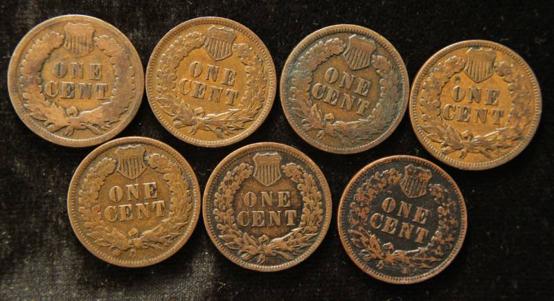lot 53 image: 7 INDIAN HEAD CENTS G-XF