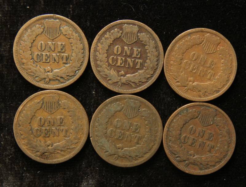 lot 62 image: 6 INDIAN HEAD CENTS AS PICTURED