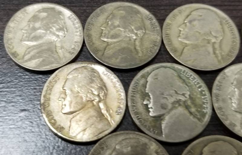 9 US WARTIME SILVER NICKELS
