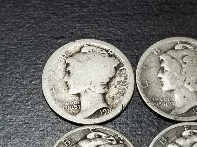 4 MERCURY SILVER DIMES AS PICTURED
