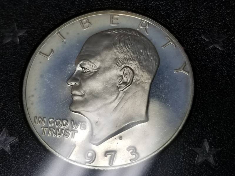 GROUP OF 3 PROOF 1973-S EISENHOWER 40% SILVER DOLLARS GOVERNMENT ISSUED BLACK BOX