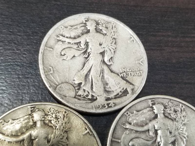 3 WALKING LIBERTY SILVER HALF DOLLARS AS PICTURED