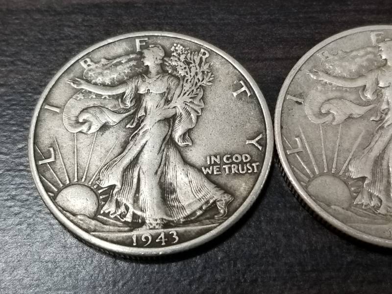 2 WALKING LIBERTY SILVER HALF DOLLARS AS PICTURED