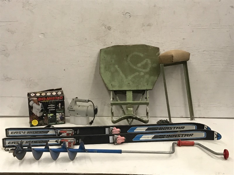 lot 18 image: Ice Auger, Snow Skis, Insect Fogger, Tree Stand