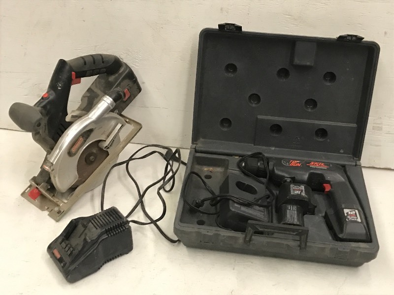 lot 23 image: Coleman Cordless Saw Set & Skil Cordless Drill Set