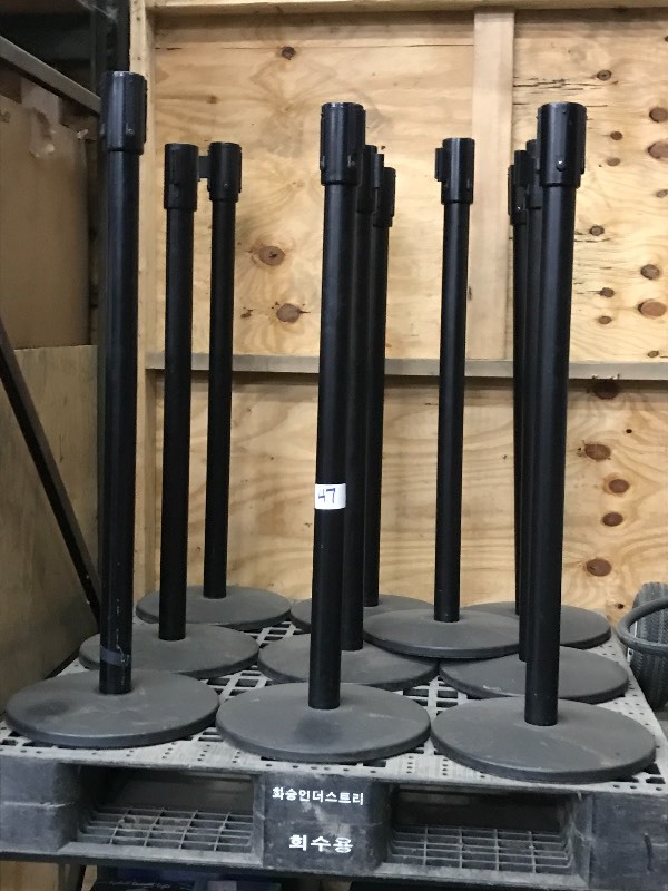lot 47 image: Lot Of (10) Commercial Rope Divider Stations  Pillars