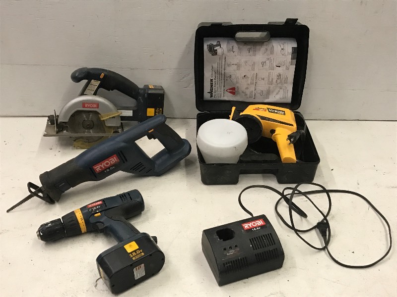 lot 90 image: Wagner Paint Sprayer, Ryobi Cordless Tools & Etc