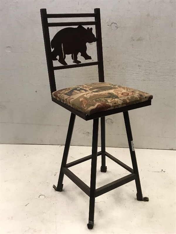 lot 91 image: Steel-Framed Bear Bar Stool