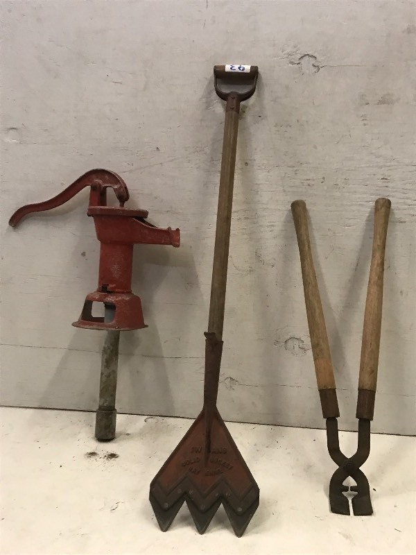 lot 93 image: Well Pump, Hay Knife, Hoof-Trimmer